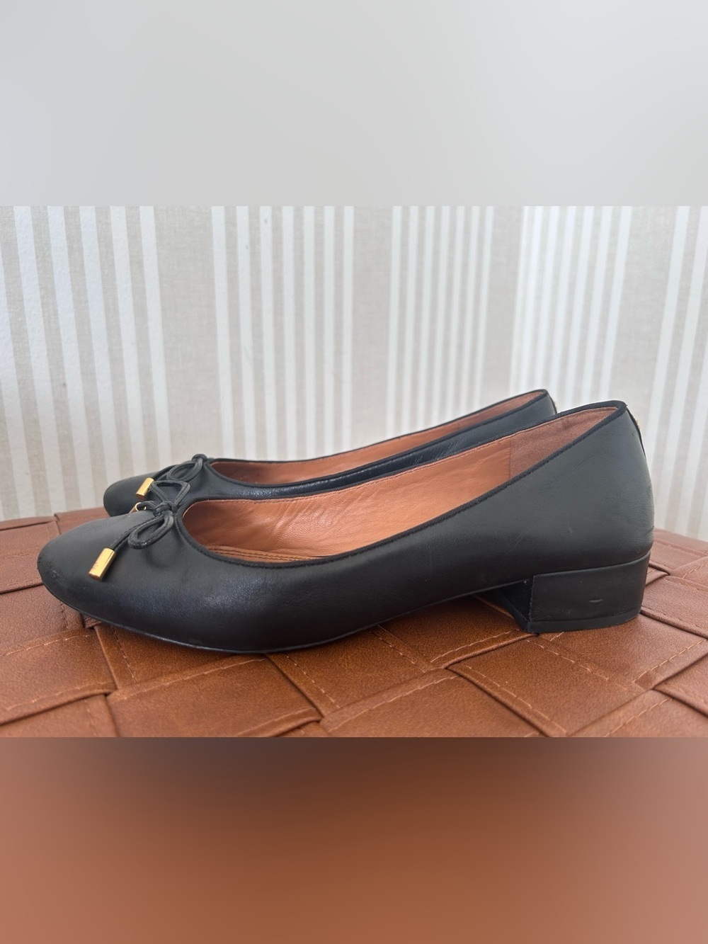 TORY BURCH Brooke Bow 25MM  Black Ballet Nappa Leather Heels Women’s Size 8.5 - Picture 2 of 11